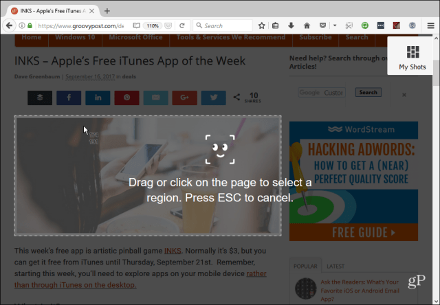 Alat Screenshot Firefox