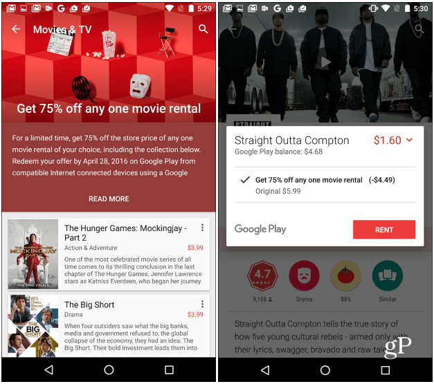Google Play Movies Menawarkan Diskon 75% Untuk Setiap Sewa Film