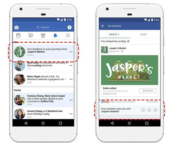 Facebook meluncurkan opsi ulasan e-niaga baru di dalam dasbor Aktivitas Iklan Terbaru yang memungkinkan pembeli memberikan umpan balik tentang produk yang diiklankan di Facebook.