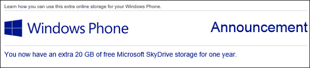 Pengguna Windows Phone Dapatkan 20GB Ruang SkyDrive Gratis