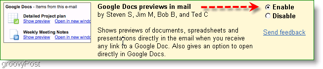 Pratinjau google docs dapat diaktifkan di pengaturan Labs