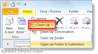 bersihkan folder atau percakapan Anda di outlook 2010