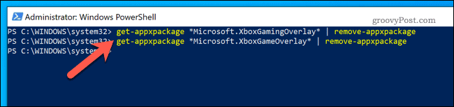 Menghapus Game Bar menggunakan Windows PowerShell