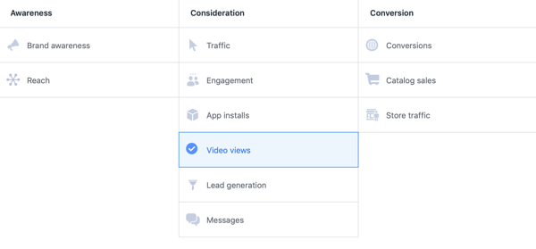 Facebook ThruPlay Optimization untuk iklan video, langkah 1.