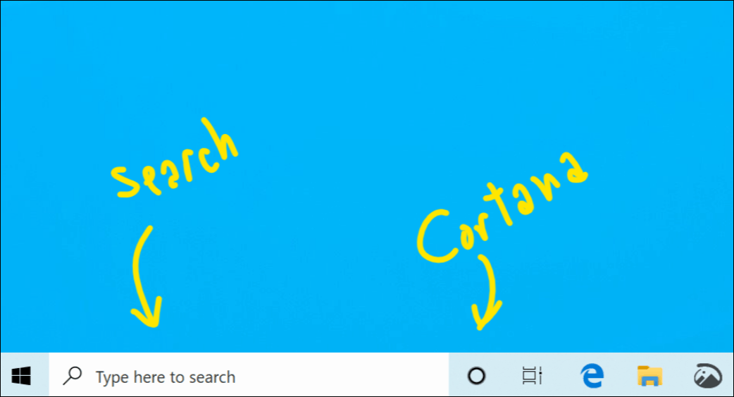 Cortana Search Dipisahkan Windows 10 18317