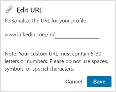 Edit URL untuk profil LinkedIn Anda.