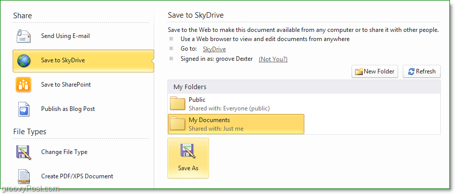 Cara-Menyimpan File dan Dokumen Microsoft Office 2010 ke SkyDrive
