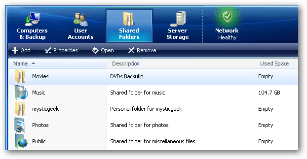 Membuat Folder Bersama Windows Home Server