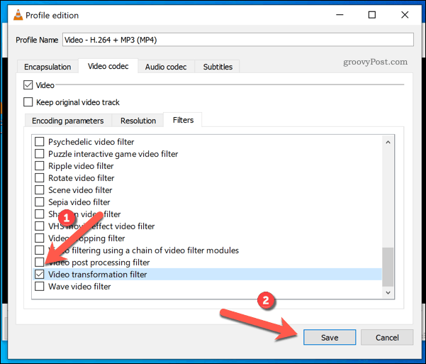 Menambahkan filter rotasi ke video VLC di Windows
