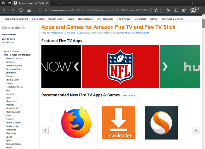 Aplikasi Fire TV Situs Amazon