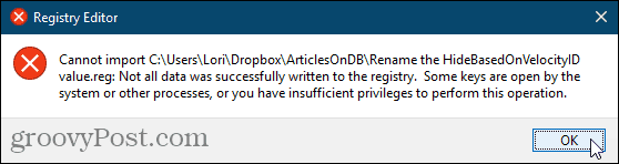 Tidak dapat mengimpor file reg untuk Windows Registry