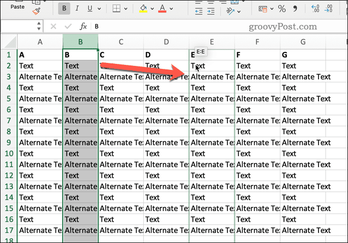 Memindahkan kolom di Excel