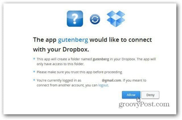 proyek gutenberg terhubung ke dropbox