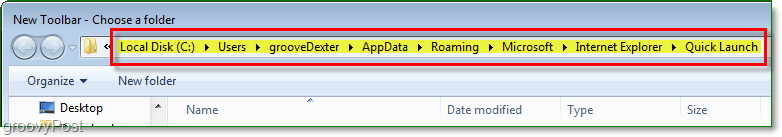 Folder aplikasi data Quick Launcher - Pastikan Anda berada di folder yang benar! Kemudian Tekan Pilih Folder