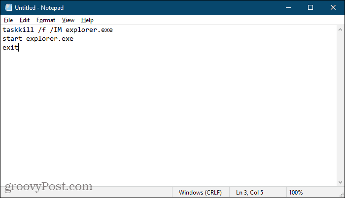 Buat file batch menggunakan Notepad di Windows 10
