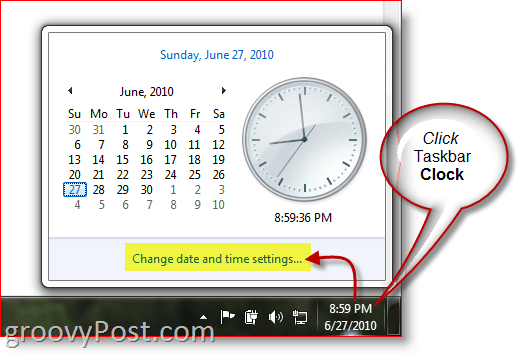 Windows 7 menampilkan jam dari Taskbar