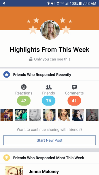 Facebook membagikan "Sorotan" akun pengguna untuk profil pribadi tertentu.