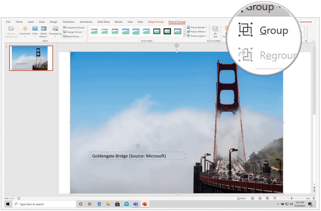 Microsoft PowerPoint untuk Windows menyisipkan caption
