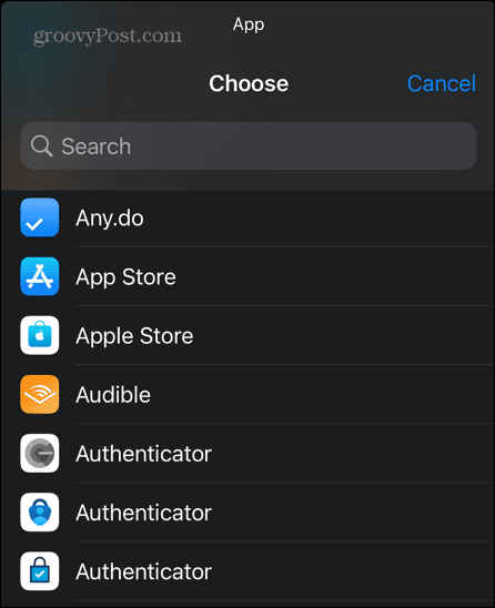 pintasan iphone pilih aplikasi