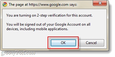 konfirmasi hidupkan verifikasi 2 langkah untuk Google