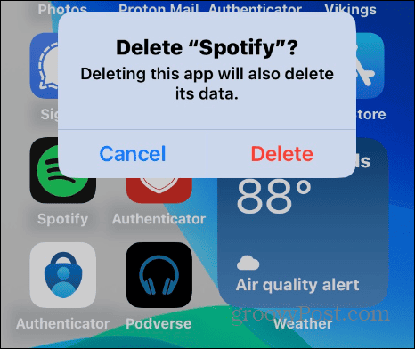 Hapus aplikasi Spotify di iPhone