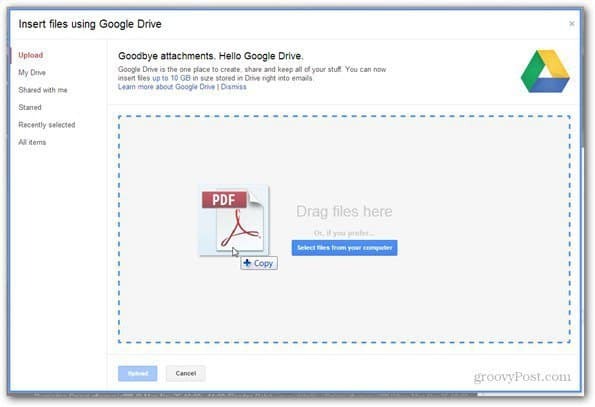 kirim menggunakan google drive pilih file