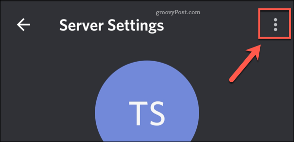 Ikon menu pengaturan server Discord tiga titik