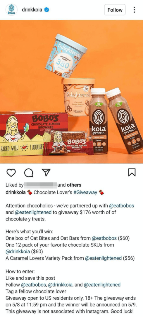 gambar postingan bisnis Instagram dengan hadiah co-branded
