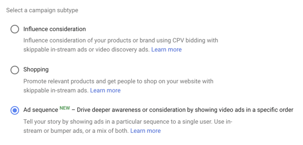 Cara menyiapkan kampanye iklan YouTube, langkah 39, opsi untuk mengatur pengurutan iklan