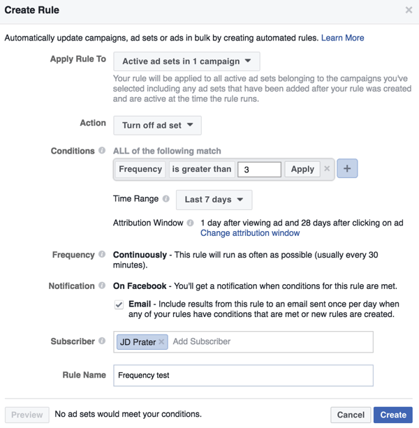 Siapkan aturan otomatis Facebook di Power Editor.