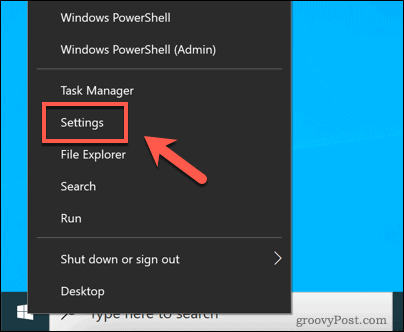 Membuka menu Pengaturan Windows