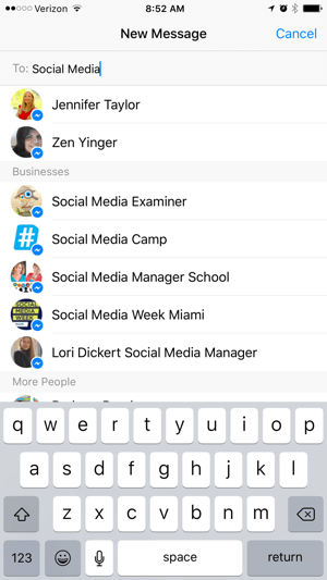 messenger facebook untuk pencarian bisnis