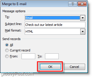 konfirmasi dan klik ok untuk mengirim email massal dari email yang dipersonalisasi