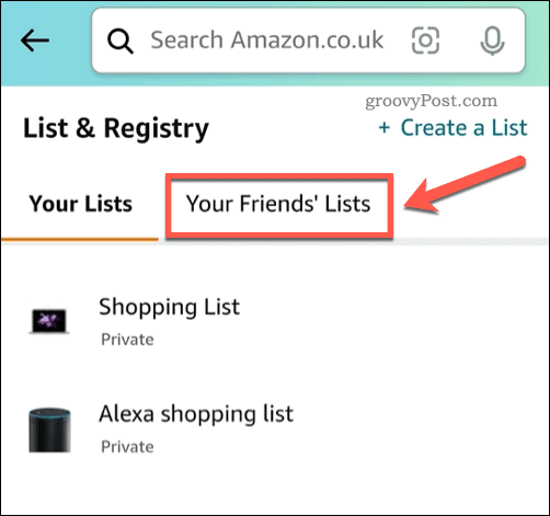 Lihat daftar keinginan teman di aplikasi Amazon