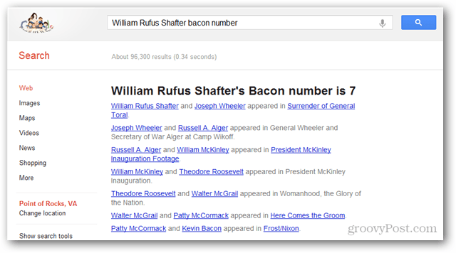 temukan nomor bacon aktor atau aktris mana pun yang menggunakan google
