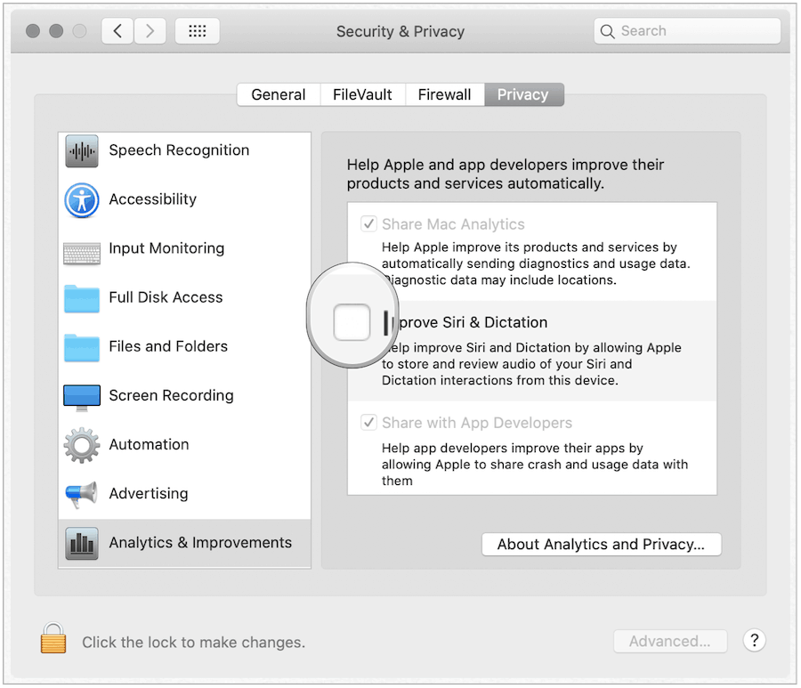 Siri Opt-Out di Mac