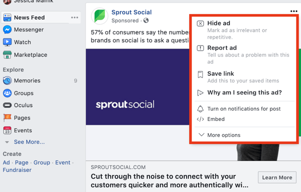 Teliti iklan Facebook pesaing Anda langkah 9.