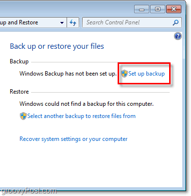 Windows 7 Backup - mengatur cadangan