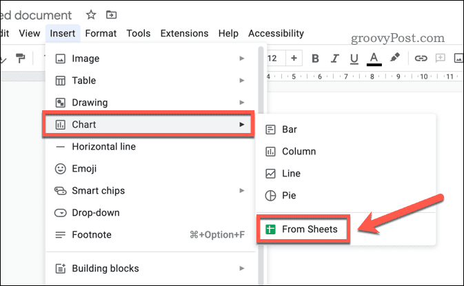 Sisipkan bagan Google Sheets di Google Docs