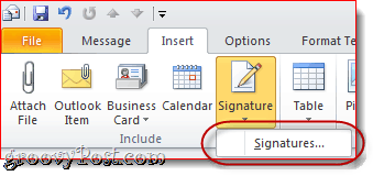 Lampirkan Kartu Bisnis di Outlook 2010 Email Signature
