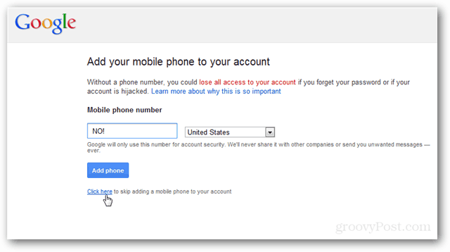 Google, Berhenti Menanyakan Nomor Telepon Saya [Tidak Dicolokkan]
