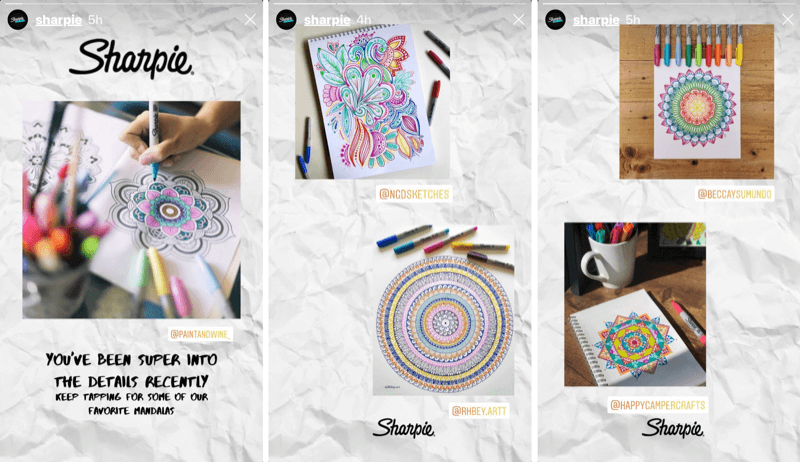 Kisah Instagram Sharpie dengan konten buatan pengguna