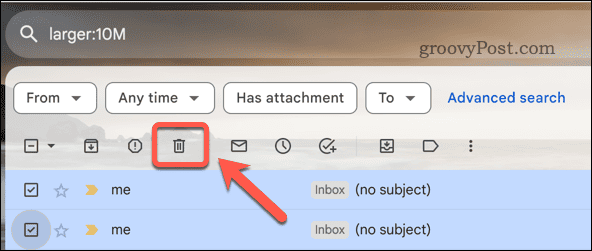 Menghapus email Gmail dari hasil pencarian