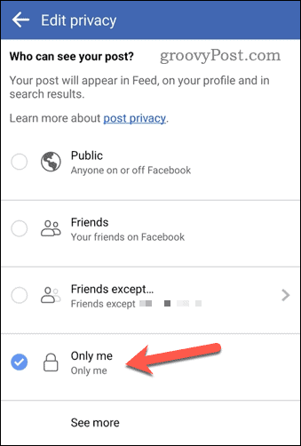 Ubah tingkat privasi album di Facebook