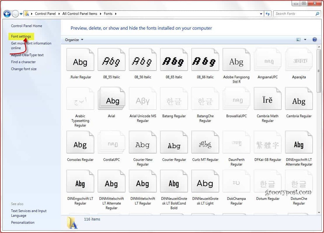 Cara mengembalikan font default di Windows 7