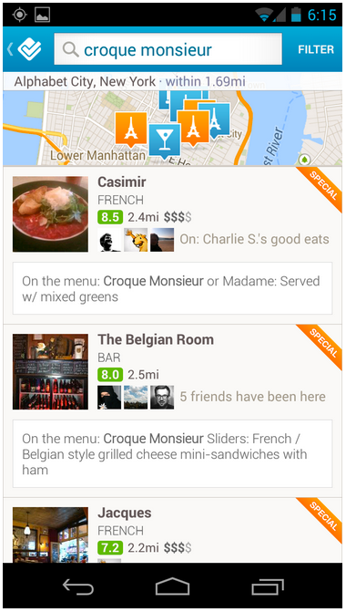 pencarian menu foursquare
