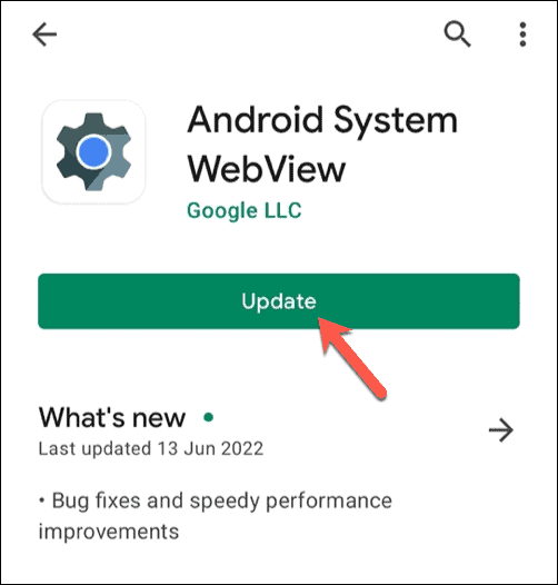 Memperbarui WebView Sistem Android di Google Play Store