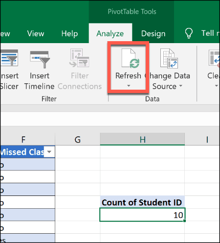 Menyegarkan Tabel Pivot di Excel