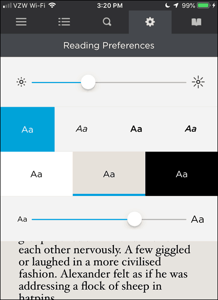 Membaca Preferensi di BookFusion untuk iOS