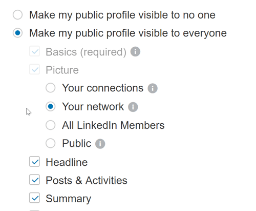 Pastikan pengaturan profil LinkedIn Anda memungkinkan siapa saja untuk melihat posting publik Anda.
